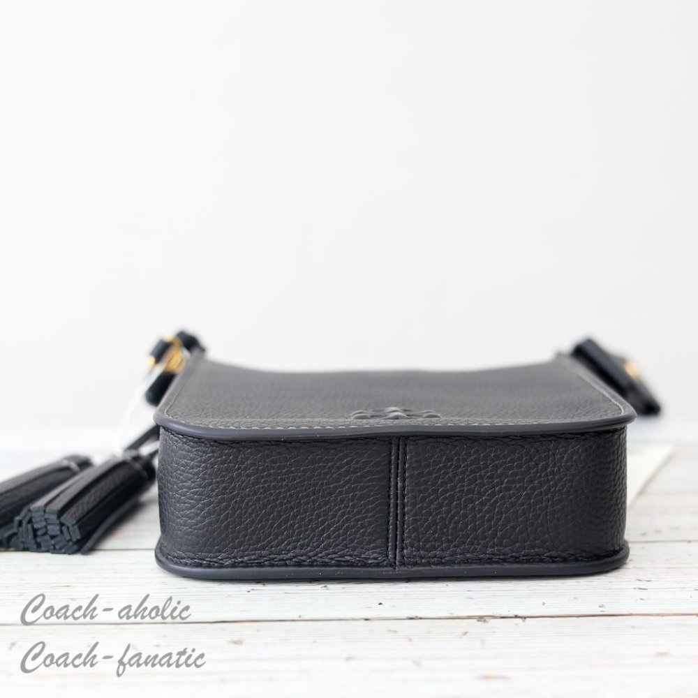 NWT Tory Burch Thea Web Mini Shoulder Bag Leather Crossbody in Black - Picture 9 of 14